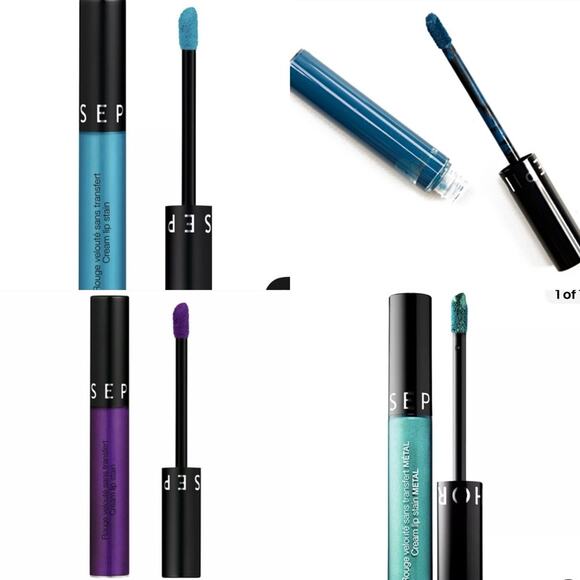 NWT 4 Sephora cream lip stains bundle with purple blues and green